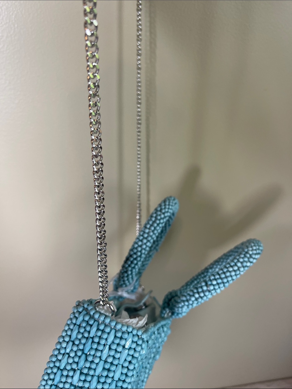 Handcrafted Turquoise Beaded Half-Moon Mini Bag - Picture 7 of 10